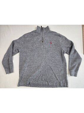 Polo Ralph Lauren Estate Ribbed Gray Quarter-Zip Sweater L 100% Cotton Mens